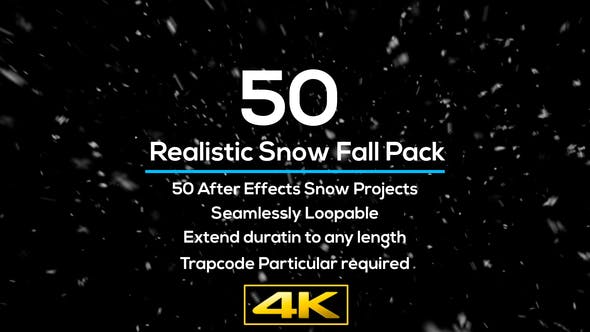 AE模板-50种下雪天气真实雪花飞舞场景合成特效 Realistic Snow Falls Project Pack-精品资源站