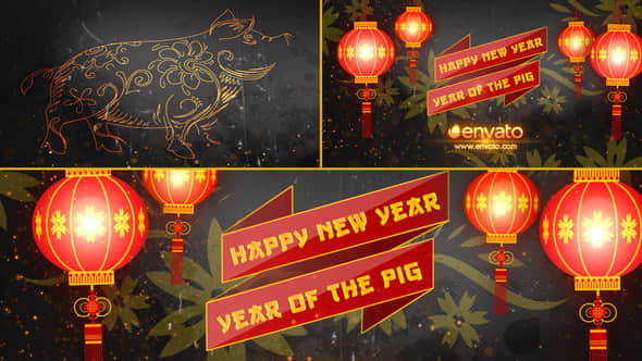 AE模板：中国2019新春猪年喜庆灯笼片头Chinese New Year Opener 2019-精品资源站