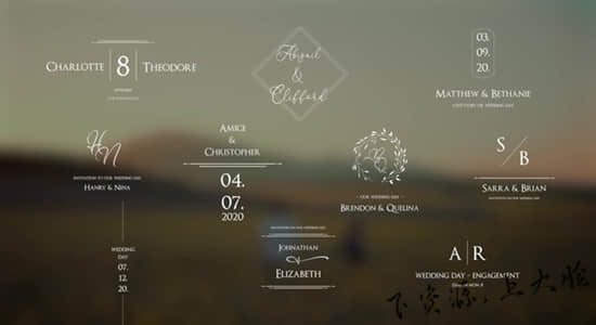 Premiere模板-10组浪漫小清新婚礼文字标题动画 Wedding Titles-精品资源站