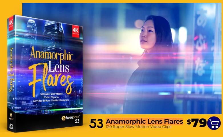 4K视频素材 120个镜头变形光晕炫光叠加光效动画Anamorphic Lens Flares-精品资源站