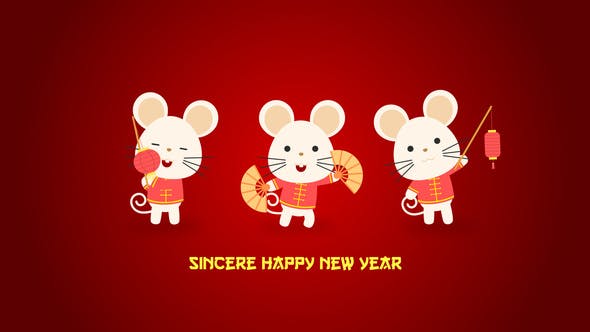 AE模板-可爱卡通老鼠贺新年中国2020春节LOGO片头 Chinese New Year Greeting-精品资源站
