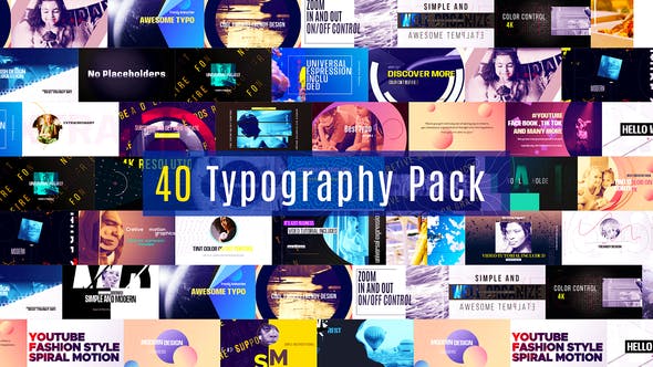 AE模板-40组图文排版场景设计动画 Typography Pack-精品资源站