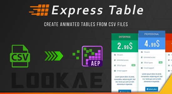 从CSV数据创建动画表格AE脚本 Express Table V1.2-精品资源站