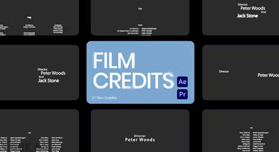 27组电影片头片尾演员职工制作人文字标题动画AE/PR模板 Film Credits-精品资源站