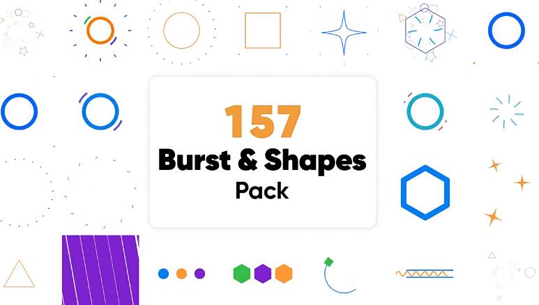 AE模板 157个矢量彩色运动图形MG小动画 Burst and Shapes Pack