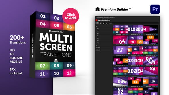 PR脚本-200种视频动态分屏过渡转场预设 Multiscreen Transitions for Premiere Pro-精品资源站