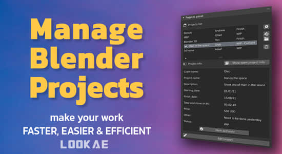 Blender插件-工程项目管理跟踪项目进度 Manage Blender Projects V2-精品资源站