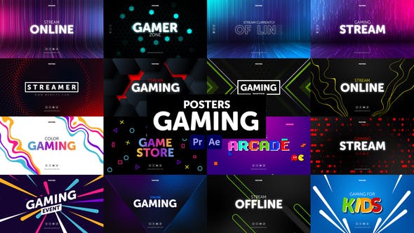 AE/PR模板-游戏宣传介绍图文排版海报动画 Posters Gaming-精品资源站