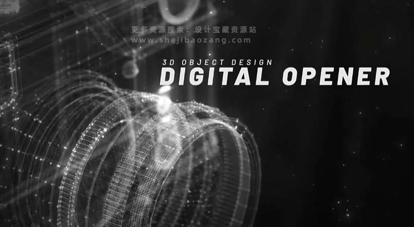 未来全息数字科技AE模板动画-点线粒子3D模型文字标题开场片头