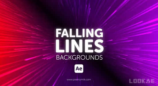 AE模板-彩色漂亮线条粒子流动背景动画 Falling Lines Backgrounds-精品资源站