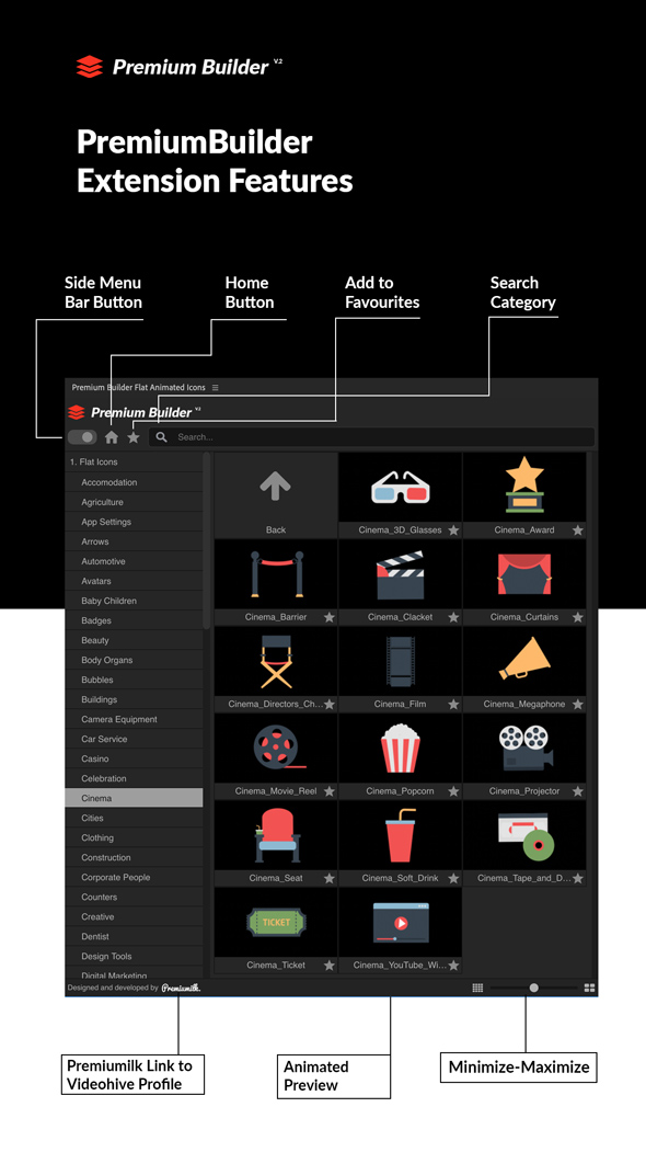 AE脚本+模板-2000个MG扁平化多类型Icon图标场景动画工具包 V17