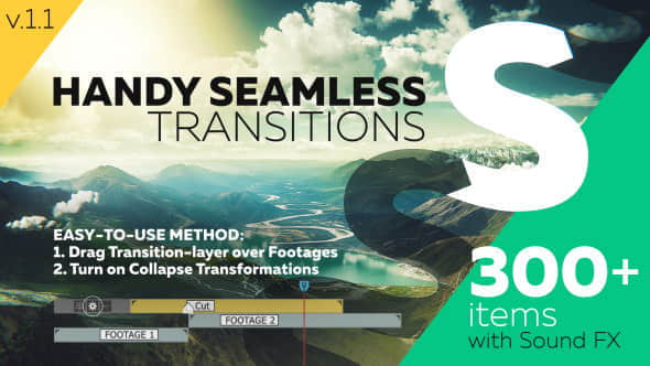 AE脚本+模板：300种缩放冲击移动模糊视觉冲击无缝转场效果 Handy Seamless Transitions | Pack & Script-精品资源站