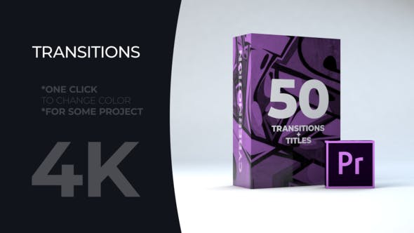 PR模板-50个MG彩色图形文字标题过渡转场预设 Title Transitions MOGRT-精品资源站