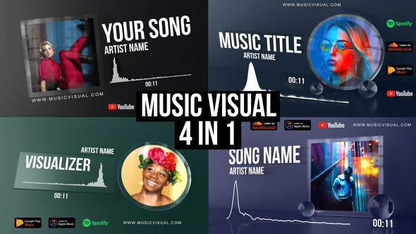 AE模板-音频可视化场景特效动画 Glass Audio React Music Visualizer-精品资源站