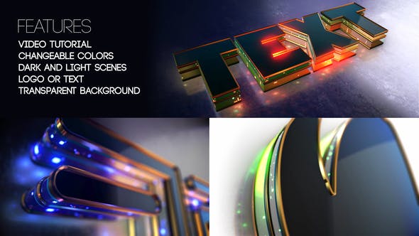 AE模板-使用E3D插件制作三维立体霓虹发光LOGO片头 Futuristic Logo-精品资源站