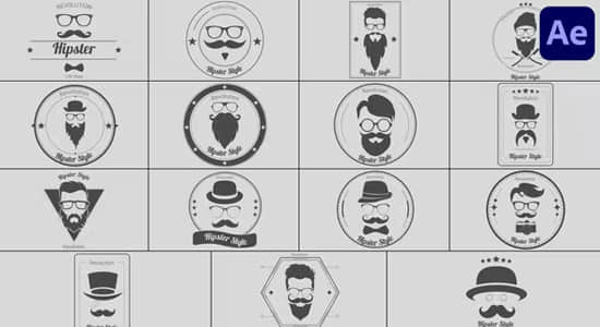 AE模板-创意理发店个人形象徽章标题动画 Barbershop Badge Titles-精品资源站