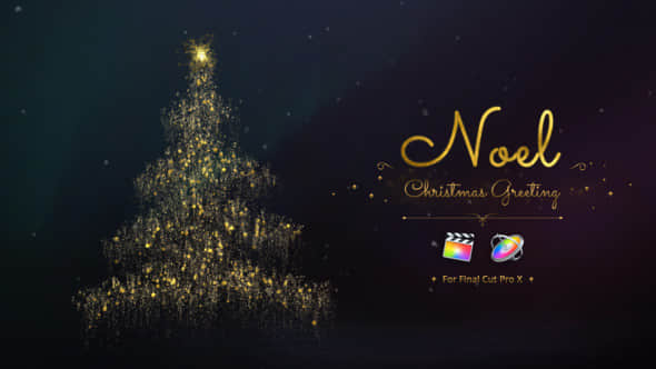 Apple Motion模板：金色粒子圣诞节动画片头 Christmas Greetings-精品资源站