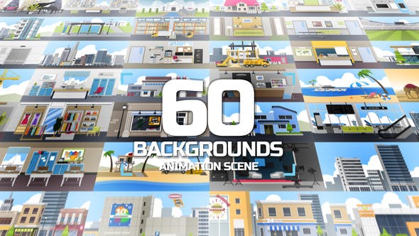 AE模板-60个各种MG场景背景动画 Backgrounds Animation Scene-精品资源站