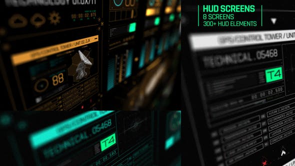 AE模板-科技感HUD屏幕信息动画UI元素包 HUD Screens-精品资源站