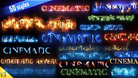 AE模板-50种能量激光火焰电流Saber描边文字标题动画 Cinematic Text Styles V3-精品资源站