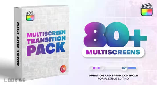 FCPX插件-84个动态分屏展示转场过渡效果预设 Multiscreen Transitions Pack-精品资源站