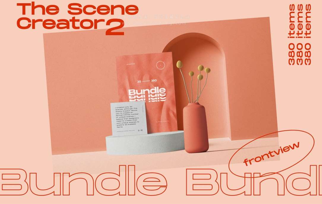 PS样机 1280种生活日常品牌文具包装文创产品场景展示PS模型样机3合一 The Scene Creator 2 – Bundle 3 in 1