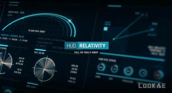 AE模板-150种全屏UI按钮数据可视化图形动画 HUD – Relativity-精品资源站