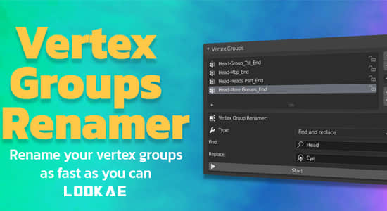 Blender插件-快速给定点组批量重命名工具 Vertex Groups Renamer – Vgr-精品资源站