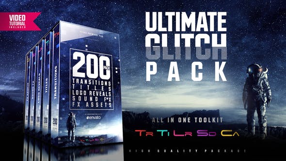Premiere模板-200种终极故障失真毛刺干扰转场LOGO文字标题音效预设包 Ultimate Glitch Pack-精品资源站