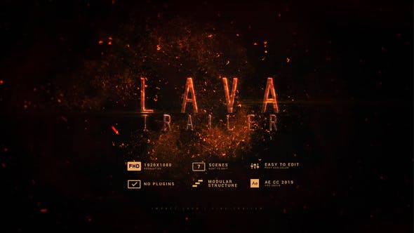 AE模板-大气火焰粒子文字标题开场片头动画 Impact Lava Fire Trailer-精品资源站