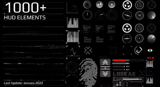AE模板-1000个科技感UI界面HUD图形动画包 Hud Pack 1000+ Elements-精品资源站