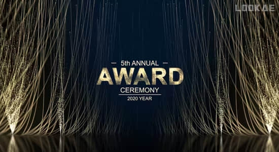 AE模板-金色华丽粒子颁奖典礼图文介绍开场片头 Awards Nomination Ceremony-精品资源站