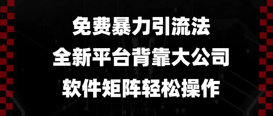 （13745期）免费暴力引流法，全新平台，背靠大公司，软件矩阵轻松操作-精品资源站