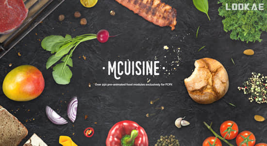 FCPX插件-276个水果蔬菜肉类面包佐料食物餐具动画预设 mCuisine-精品资源站
