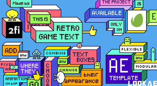 AE模板-创意复古游戏卡通文字标题动画 Retro Game Text-精品资源站