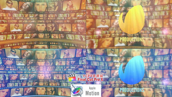 Apple Motion模板：电影胶片风格LOGO片头 Film Strip Cinematic Logo-精品资源站
