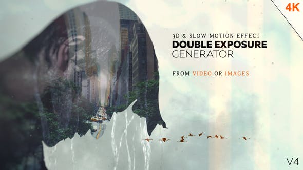 AE模板-画面多重曝光叠加图文展示效果生成工具包Double Exposure Generator V4-精品资源站