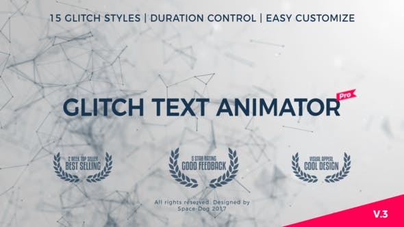 AE/PR预设模板-15组信号干扰失真毛刺故障文字标题动画 Glitch Text Animator-精品资源站