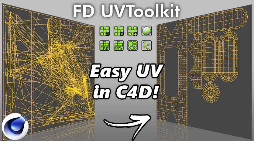 C4D插件 快速展UV FD UVToolkit 1.1 For C4D R23-2024-精品资源站