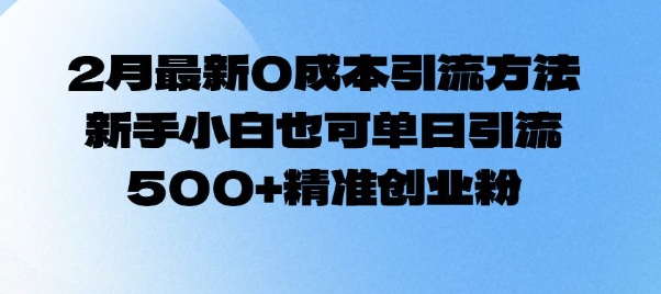 2月最新0成本引流方法，新手小白也可单日引流500+精准创业粉-精品资源站