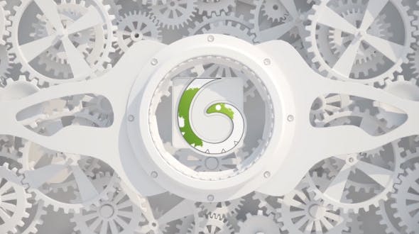 AE模板-白色滚动齿轮LOGO标志展示片头 White Gears Logo-精品资源站