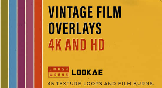 4K视频素材-46个复古电影胶片噪点颗粒刮痕动画 Vintage Film Overlays-精品资源站
