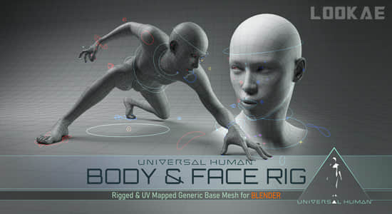 人物角色面部肢体绑定Blender插件 Universal Human Body & Face Rig v2.1.1-精品资源站