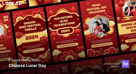 AE模板-中国农历新年竖屏封面海报贺卡宣传动画 Chinese Lunar Day-精品资源站