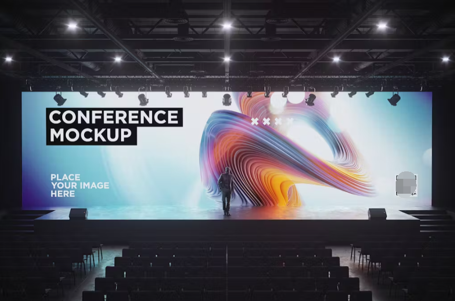 会议LED屏幕展示PS模版Conference Hall Screen Mockup