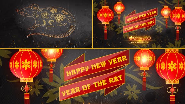 AE模板-喜庆灯笼中国2020新春鼠年片头 Chinese New Year Opener 2020-精品资源站