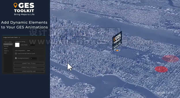 AE地点地标连线地图介绍动画脚本 Aescripts Google Earth Studio Toolkit V2.1附使用教程