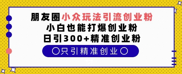 朋友圈小众玩法引流创业粉，小白也能打爆创业粉，日引300+精准创业粉【揭秘】-精品资源站