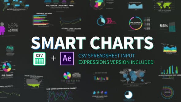AE模板-智能信息数据统计图表展示动画 Smart Charts CSV Infographics-精品资源站