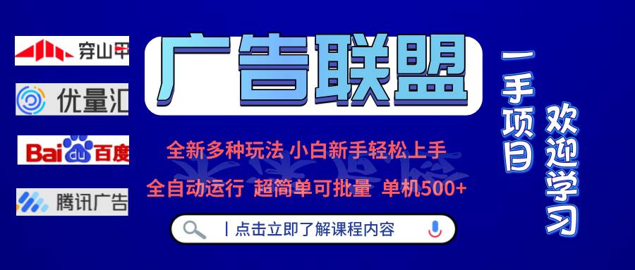 （13258期）广告联盟 全新多种玩法 单机500+  全自动运行  可批量运行-精品资源站